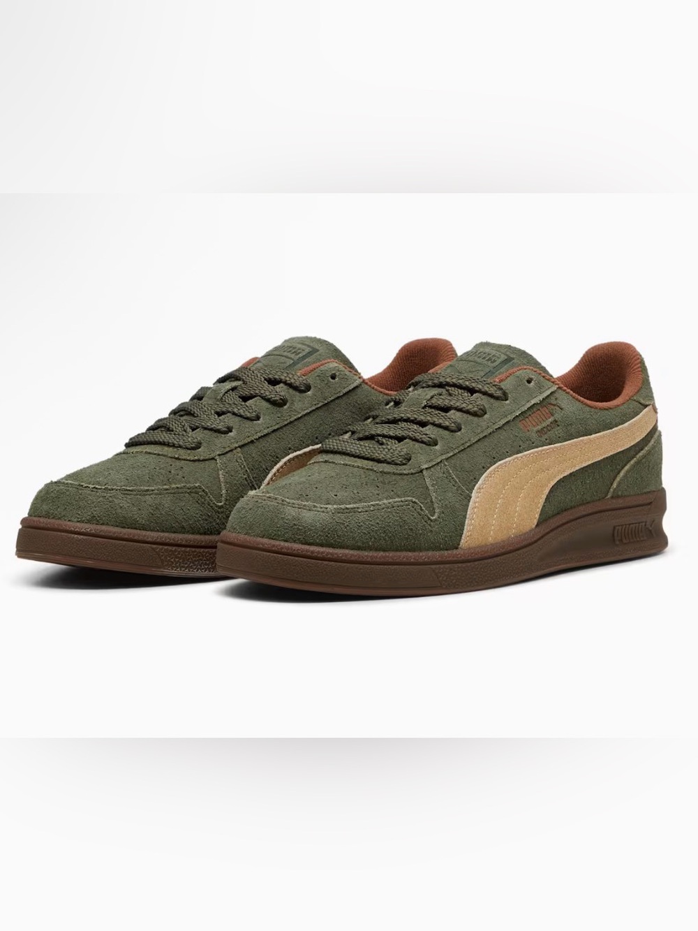 🆕Puma Mens Indoor R-Suede Low-Top Sneakers, Dark Olive-Haute Coffee Size 12